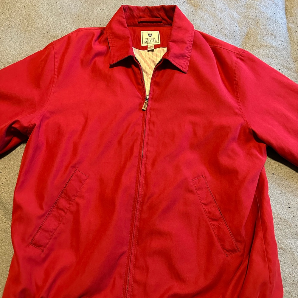 Peter Miller red Jacket with pen stripe inner lining